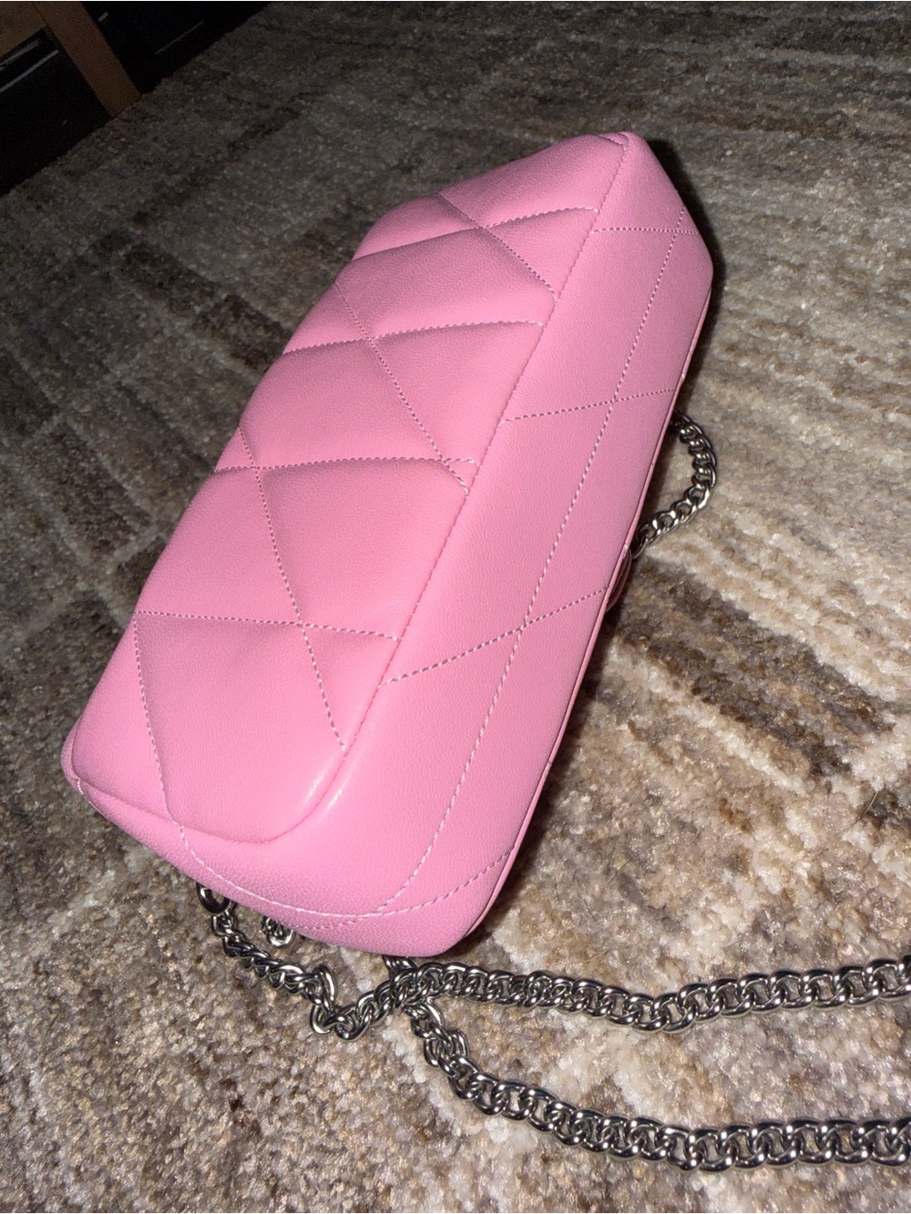 Coach Vivid Pink Tabby Wristlet Quilted Leather Crossbody Bag with Chain Strap - Picture 6 of 7